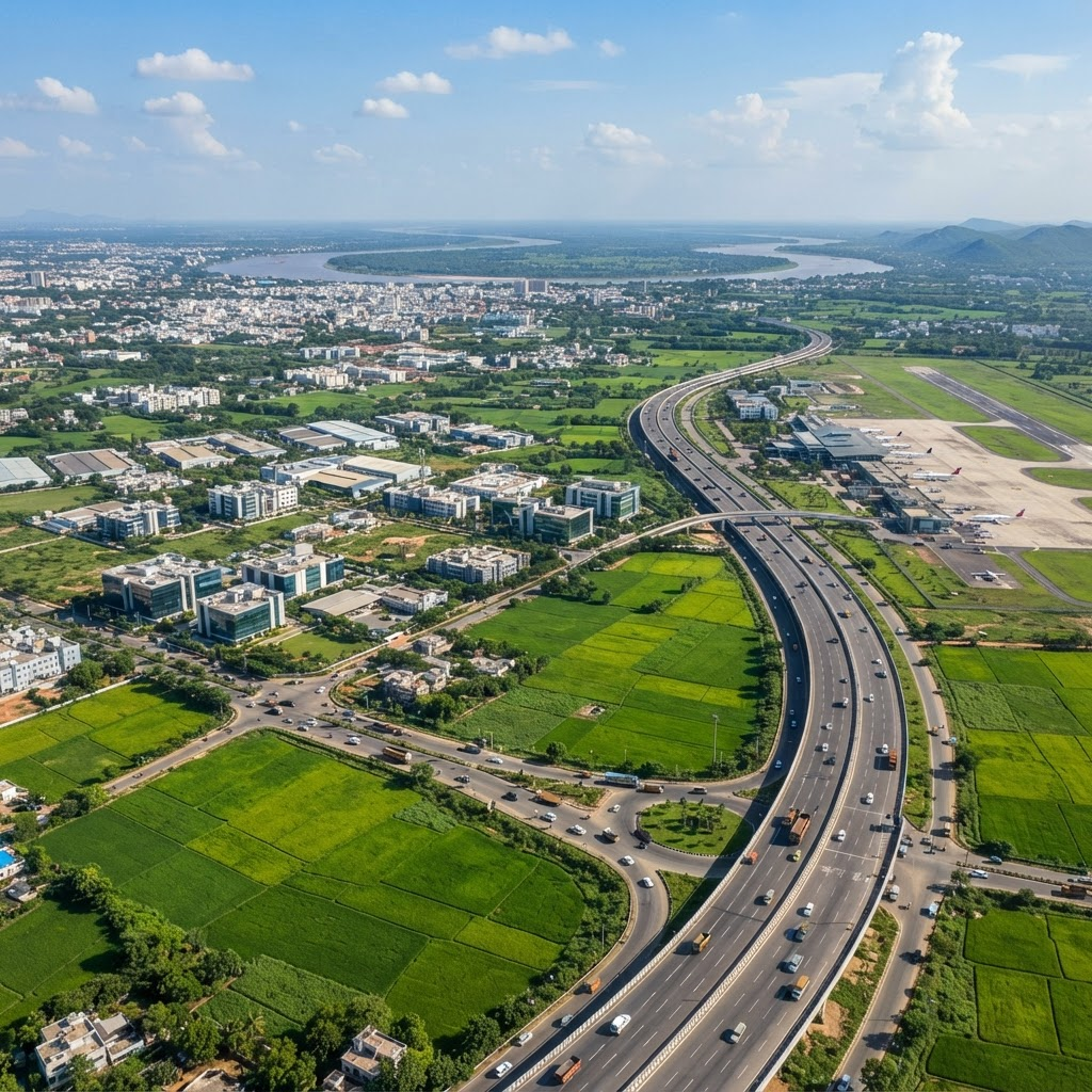 Gannavaram Vijayawada growth corridor aerial view